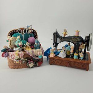 Vintage Enesco Sew Petite Knittin Pretty Set of 2 Plug-In Music Box